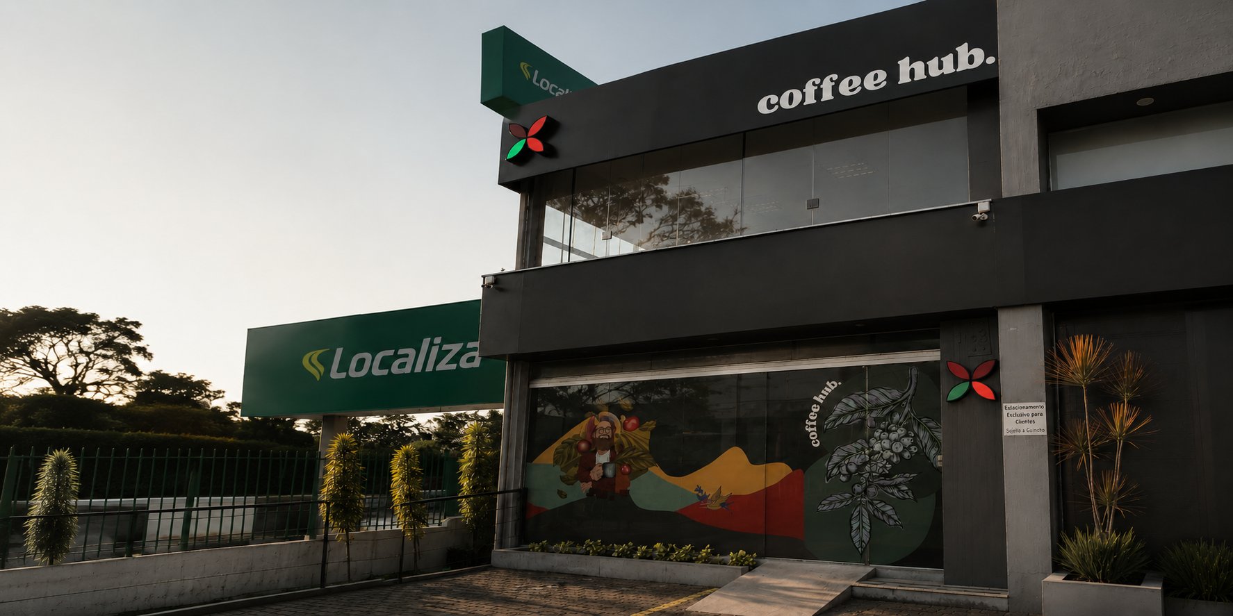 Fachada do coffee hub, em Varginha/MG