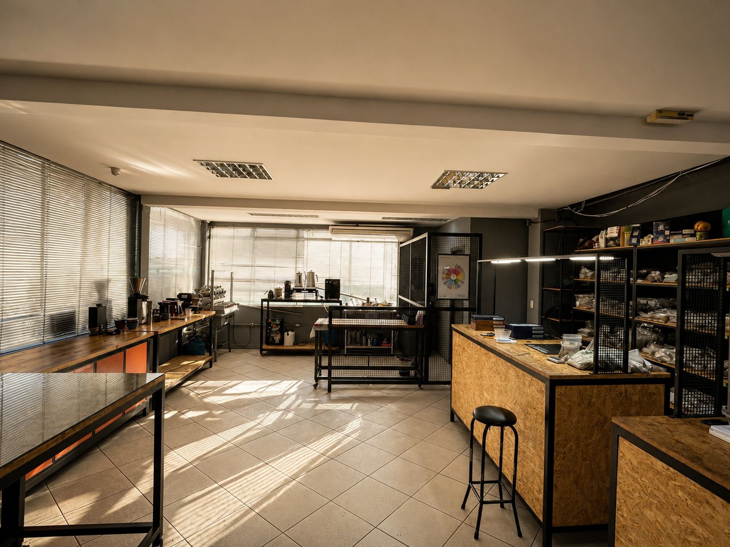 Espaço do coffee hub, andar térreo